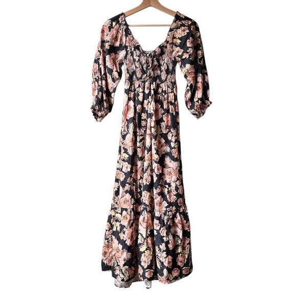 NWT Saltwater Lux Black Pink Vye Midi Floral dress Sz S - Picture 3 of 12